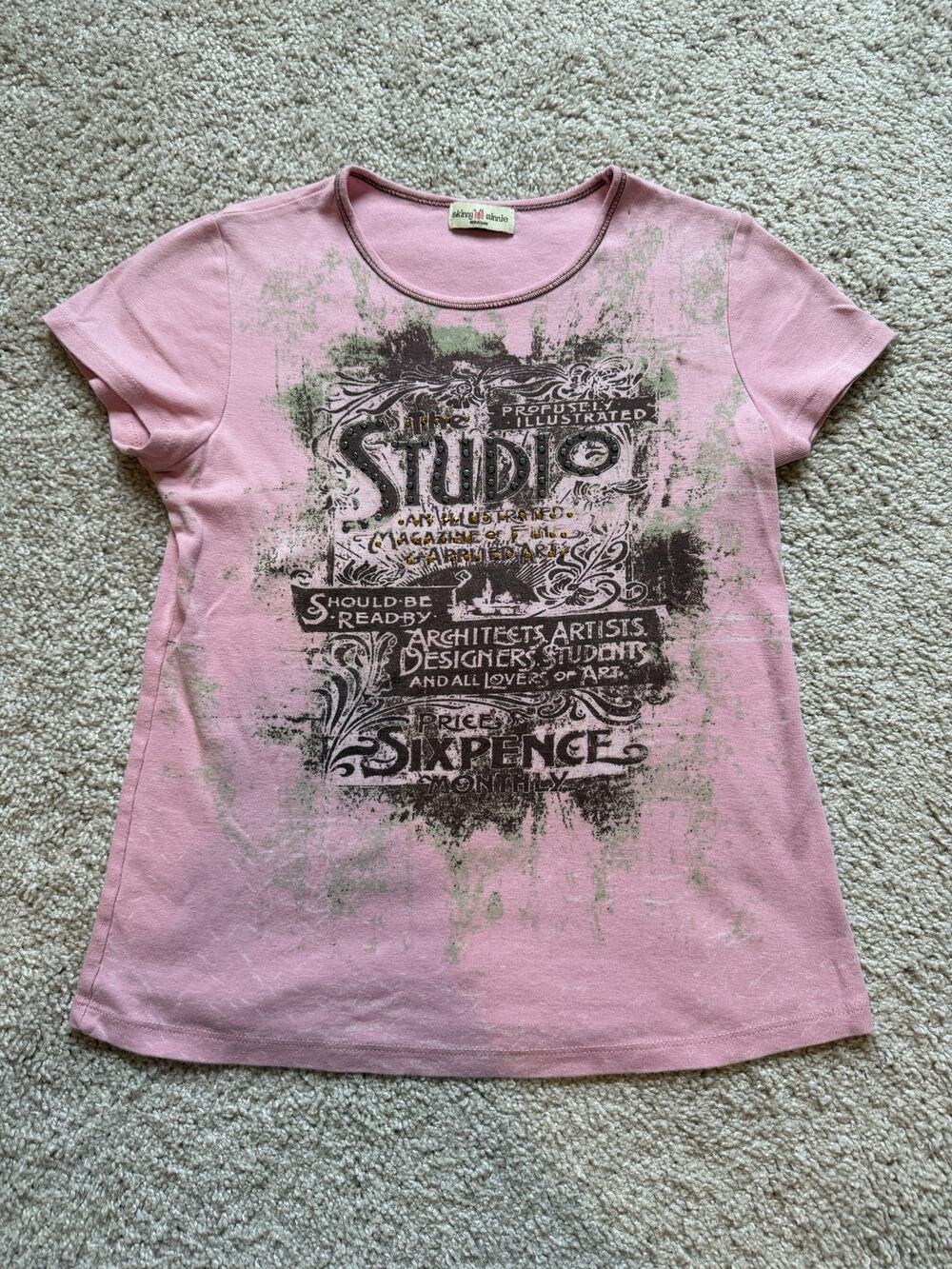 Vintage Y2K Skinny Minnie Pink Rhinestone Graphic Pink Brown Baby Tee